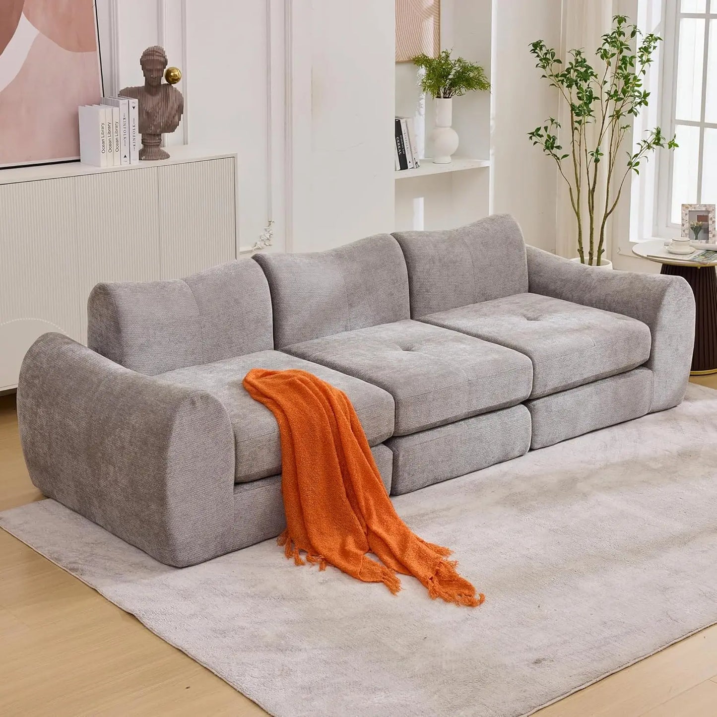 101.6" Modular Sectional Cloud Sofa – 4-in-1 Folding Convertible Sofa Bed, Modular Cushion Couch.