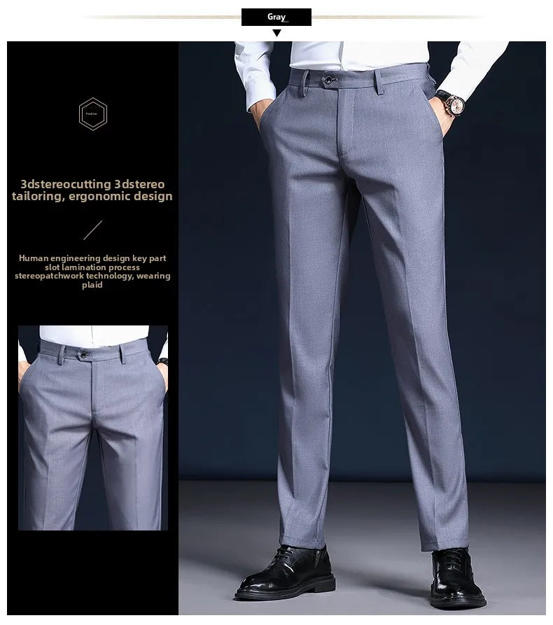 Top Grade Wrinkle Free New Brand Fashion Suit Pant Business Office Trousers For Men Dress Pants Straight Trousers Men's Clothing