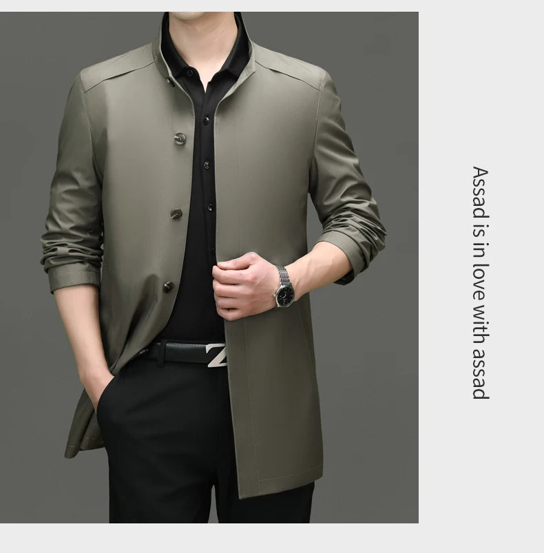 High End Anti Wrinkle New Brand Business Casual Fashion Slim Fit Trench Coats Spring Autumn Overcoat Long Jacket Outercoat