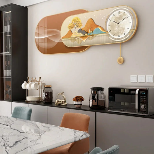 Hands Silent Wall Clocks Minimalist Restaurant Nordic Pendulum Wall Watch Luxury Art Mural Digital Reloj De Pared Home Decor