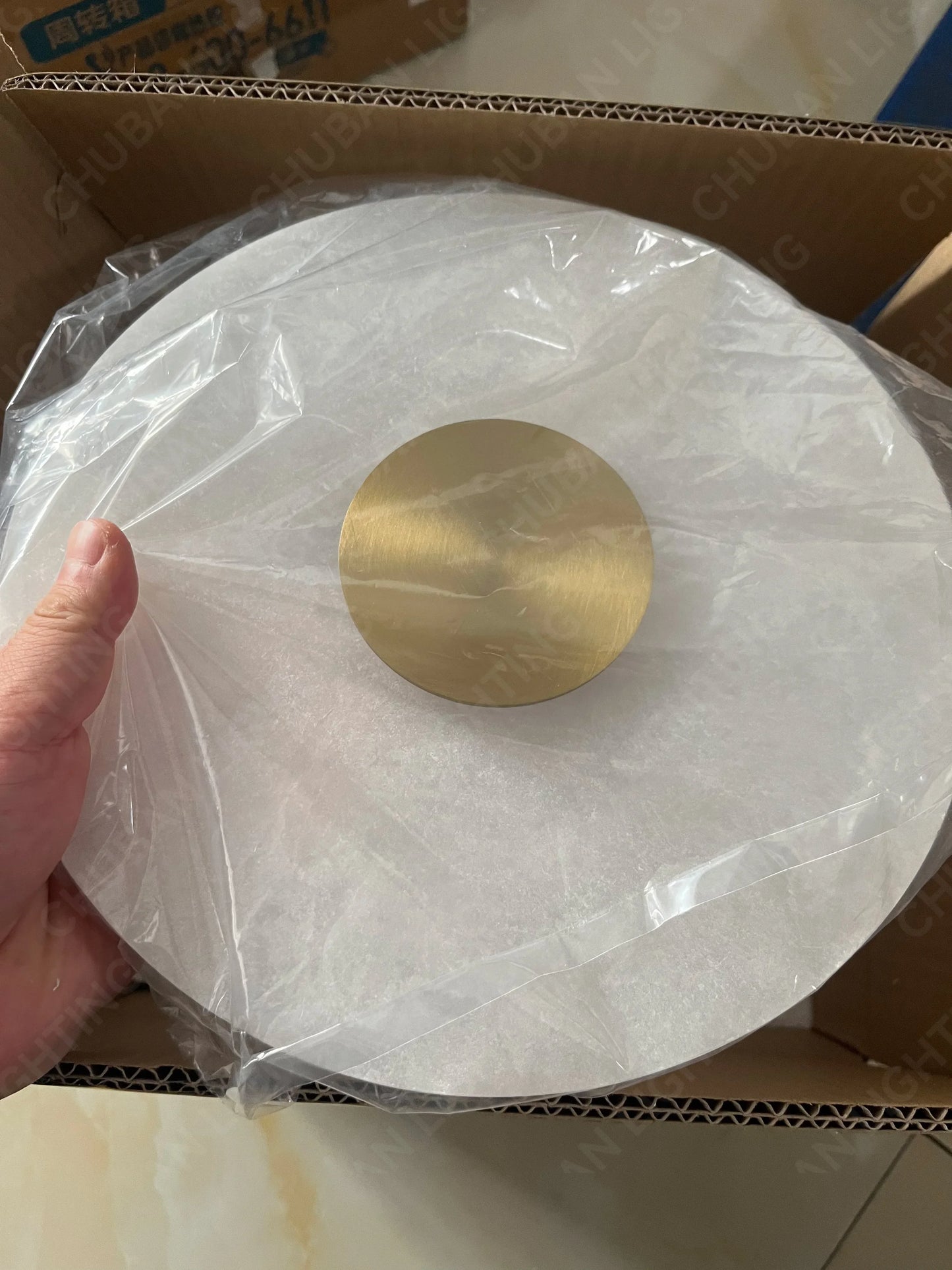 Spanish Marble LED Round Wall Sconce – Brass Bedroom & Living Room Light.