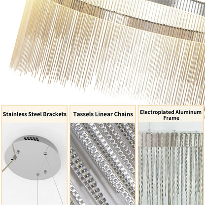 Close-up of a decorative string curtain with highlighted components on a white background.