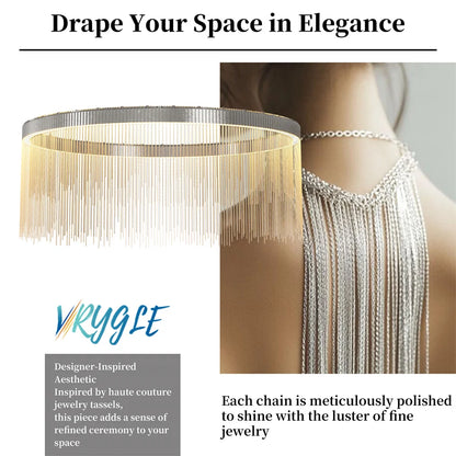 Decorative chain with 'Vrygile' branding and text about enhancing space elegance.