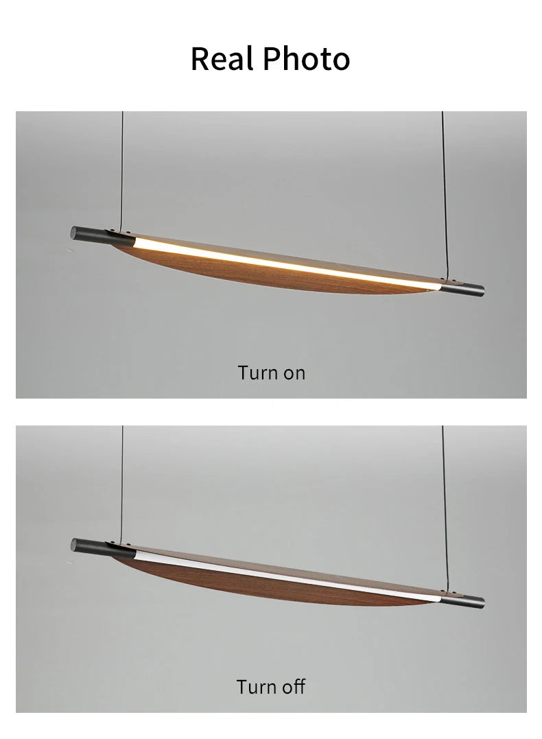 Wabi Sabi Retro Leaf Pendant Light – Minimalist Strip Chandelier for Dining