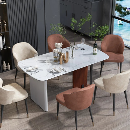 Dining table set with chairs in a modern interior setting