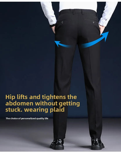 Top Grade Wrinkle Free New Brand Fashion Suit Pant Business Office Trousers For Men Dress Pants Straight Trousers Men's Clothing