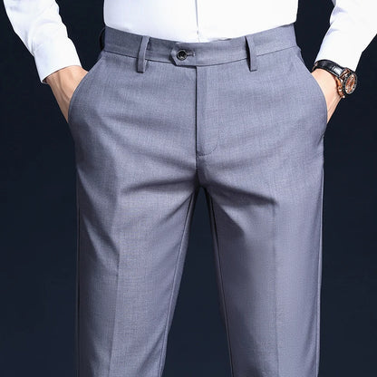 Top Grade Wrinkle Free New Brand Fashion Suit Pant Business Office Trousers For Men Dress Pants Straight Trousers Men's Clothing