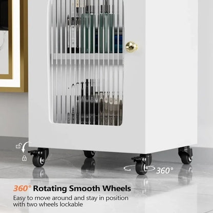 Salon Cart Trolley with Drawers & Glass Storage – Rolling Cabinet for Stylists.