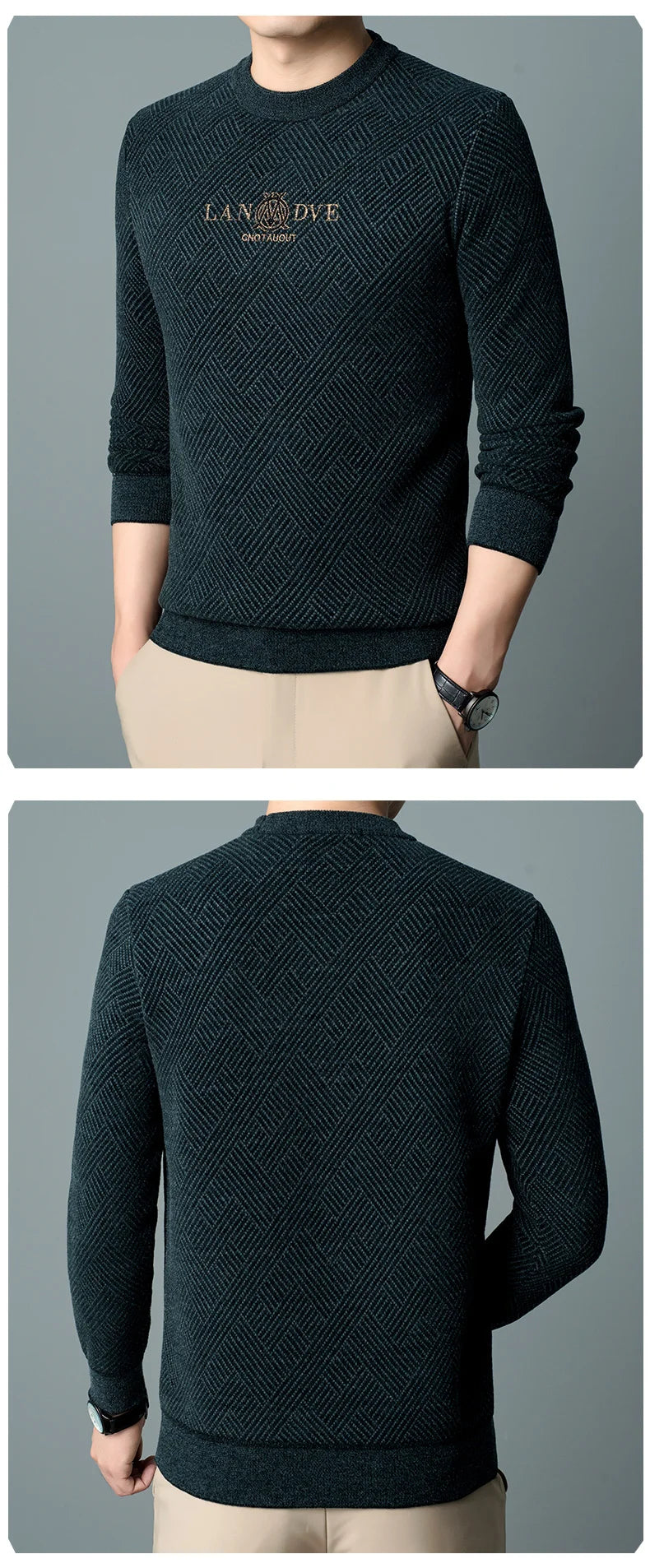 Top Quality Thick Fleece-Lined Warm Men Fashion Brand Autum Winter Knit Pullover Designer Sweater Korean Woolen Casual Jumper