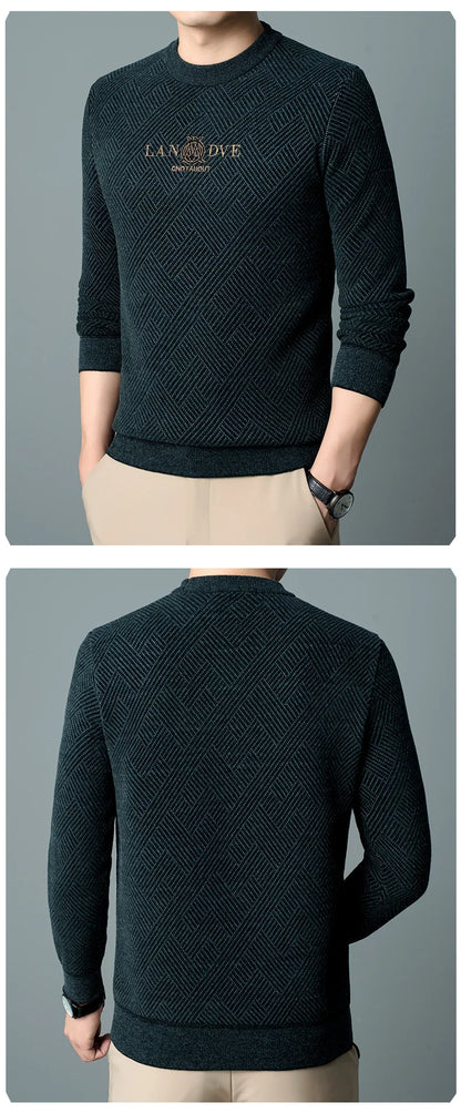 Top Quality Thick Fleece-Lined Warm Men Fashion Brand Autum Winter Knit Pullover Designer Sweater Korean Woolen Casual Jumper