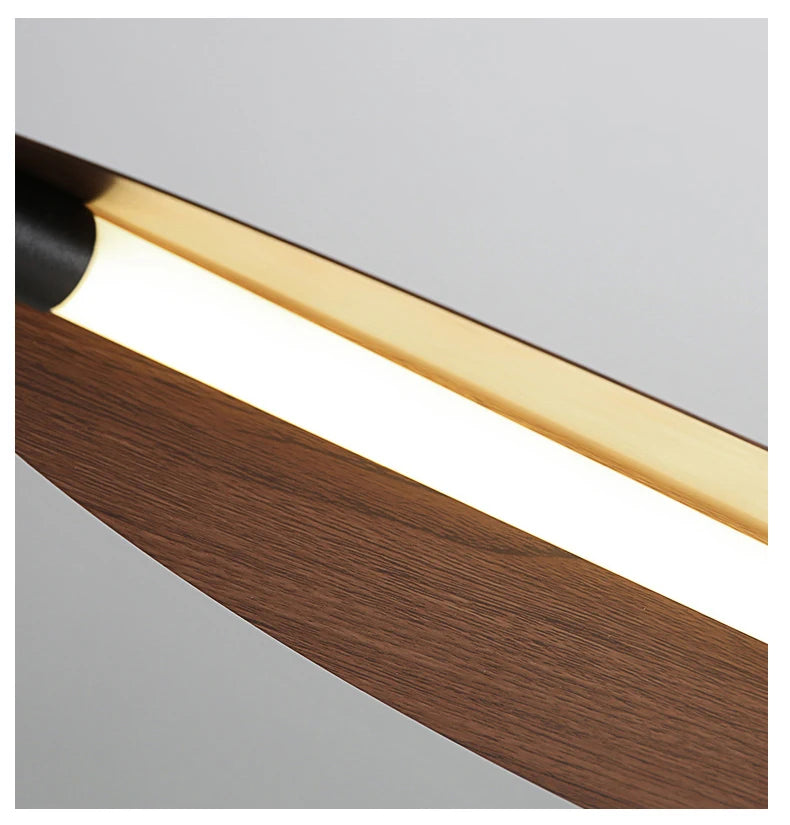 Wabi Sabi Retro Leaf Pendant Light – Minimalist Strip Chandelier for Dining