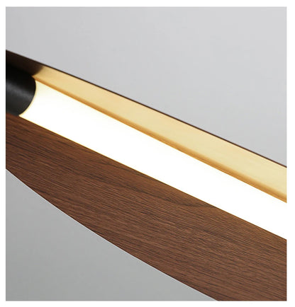 Wabi Sabi Retro Leaf Pendant Light – Minimalist Strip Chandelier for Dining