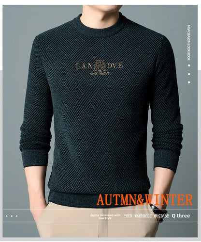 Top Quality Thick Fleece-Lined Warm Men Fashion Brand Autum Winter Knit Pullover Designer Sweater Korean Woolen Casual Jumper