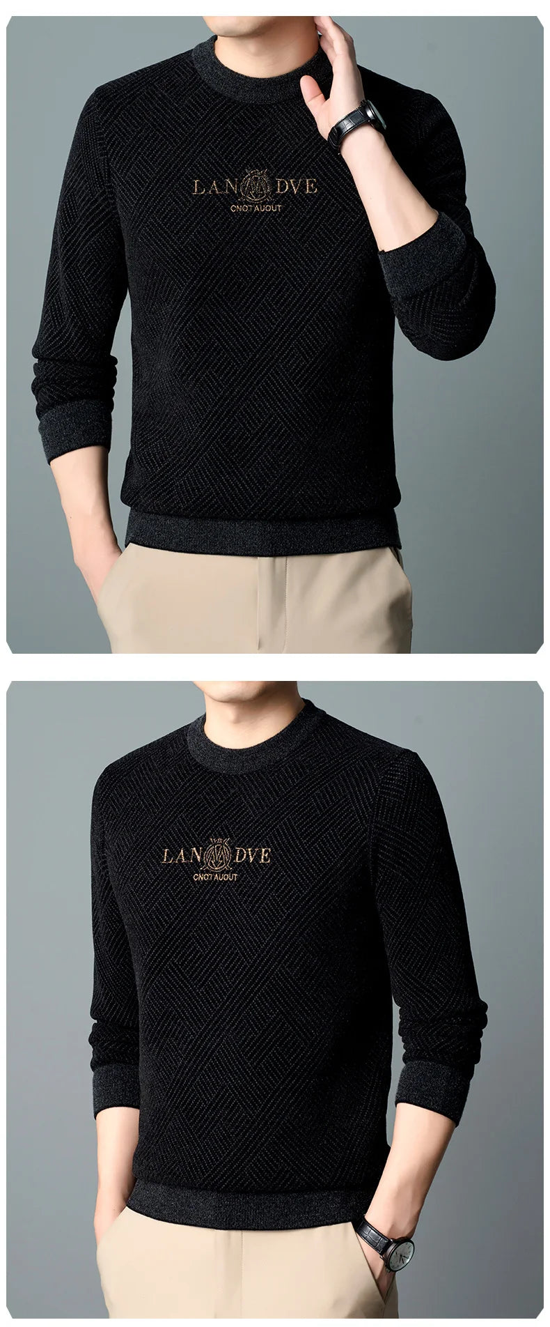 Top Quality Thick Fleece-Lined Warm Men Fashion Brand Autum Winter Knit Pullover Designer Sweater Korean Woolen Casual Jumper