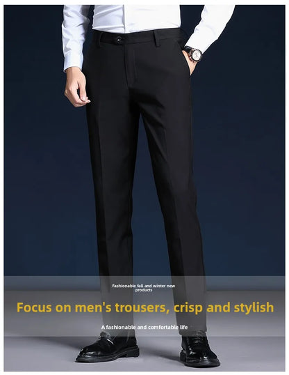 Top Grade Wrinkle Free New Brand Fashion Suit Pant Business Office Trousers For Men Dress Pants Straight Trousers Men's Clothing