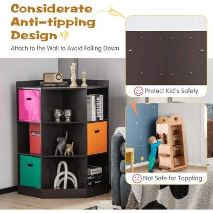 Kids 9-Cubby Toy Storage Organizer – Cabinet with Display Shelf & 3 Baskets.