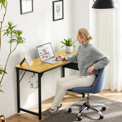 Modern Compact Computer Desk with Side Bag & Headphone Hook – Easy Assembly.