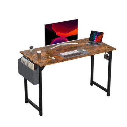 Modern Compact Computer Desk with Side Bag & Headphone Hook – Easy Assembly.
