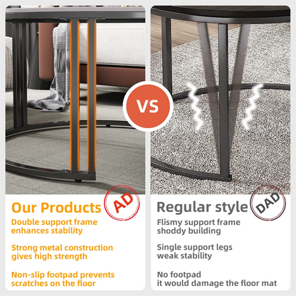 LUVODI Small Living Room Furniture Table 2 Pack Round Marble Nesting Center Coffee Table Sofa Side Tea Desk Space-saving