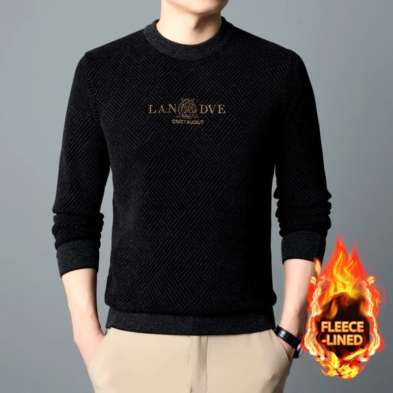 Top Quality Thick Fleece-Lined Warm Men Fashion Brand Autum Winter Knit Pullover Designer Sweater Korean Woolen Casual Jumper