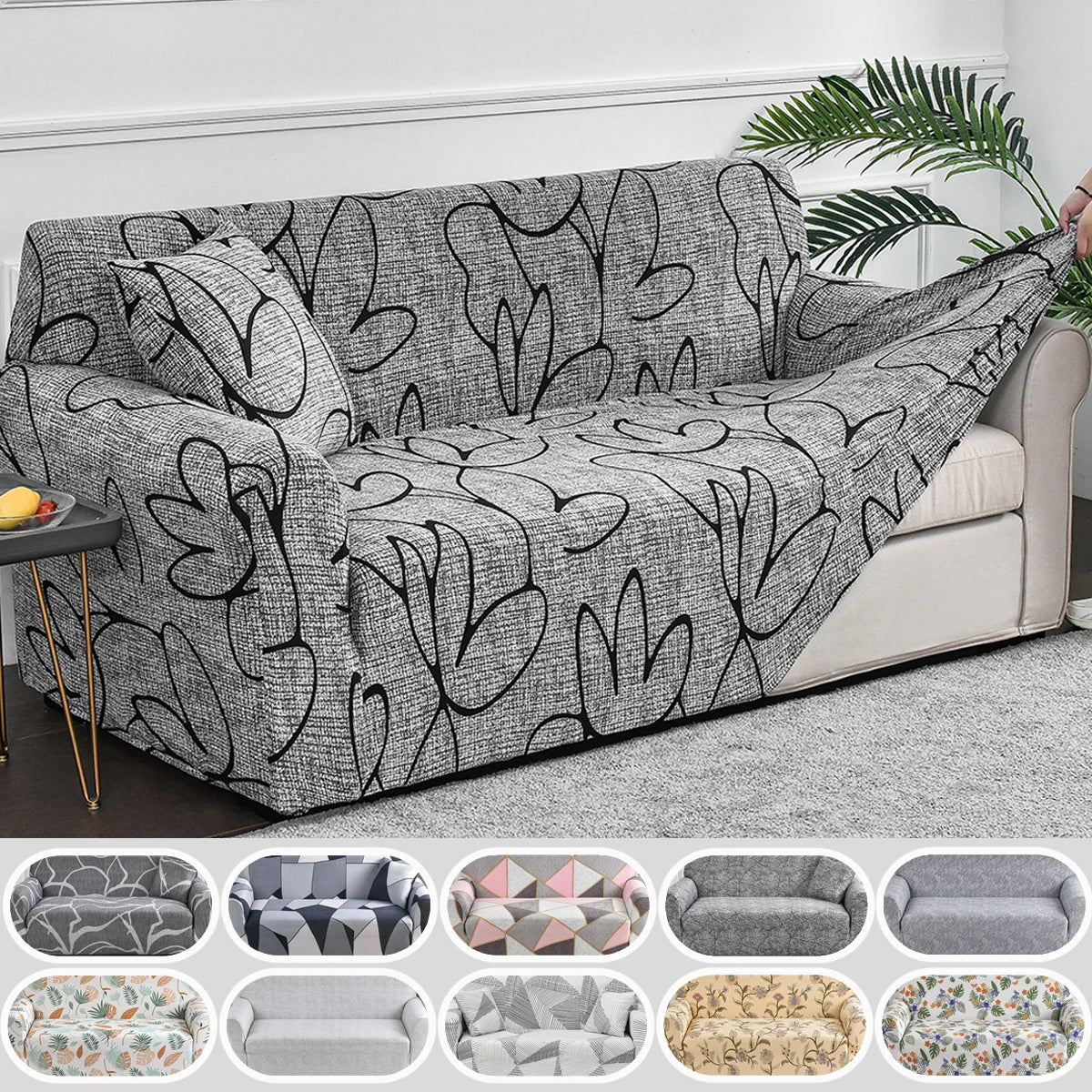 Stretch Printed Sofa Cover – All-Season Polyester Fit for Multiple Sofa Types
