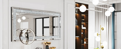 LUVODI Large Crushed Diamond Wall Mirror Crystal Sparkly Silver Home Decor Mirror for Vanity and Dressing