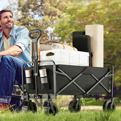 Outdoor Foldable Garden & Beach Cart – Large Capacity Utility Wagon for Shopping, Sports, Camping