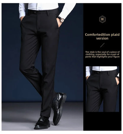 Top Grade Wrinkle Free New Brand Fashion Suit Pant Business Office Trousers For Men Dress Pants Straight Trousers Men's Clothing