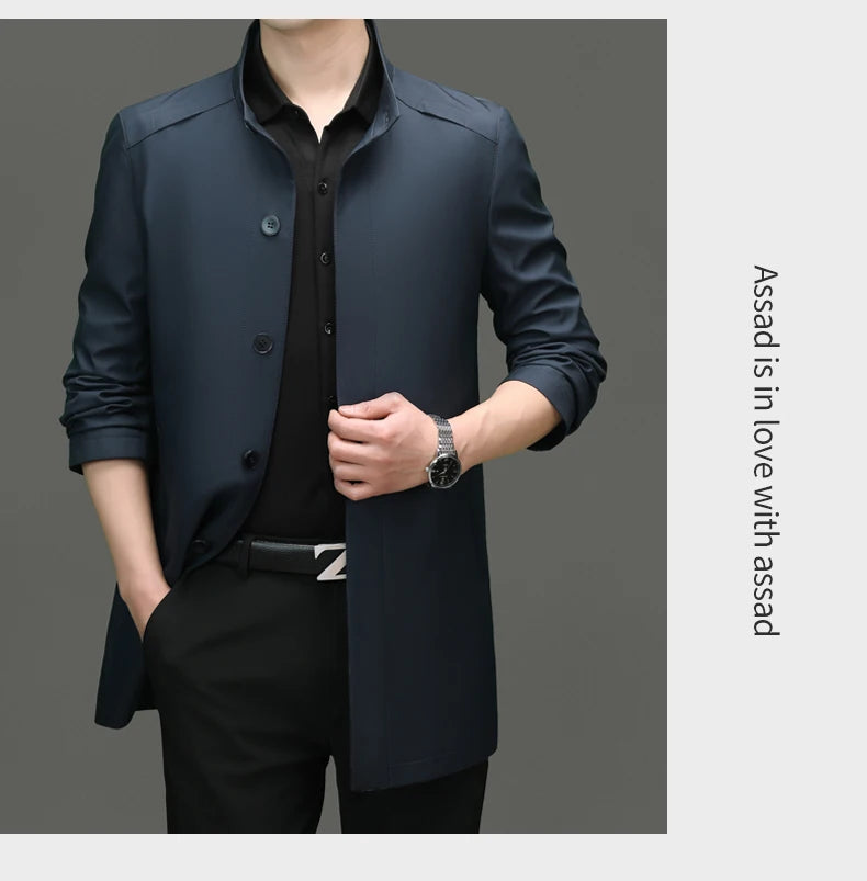 High End Anti Wrinkle New Brand Business Casual Fashion Slim Fit Trench Coats Spring Autumn Overcoat Long Jacket Outercoat