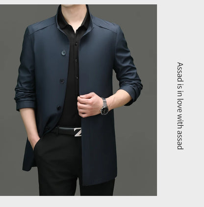 High End Anti Wrinkle New Brand Business Casual Fashion Slim Fit Trench Coats Spring Autumn Overcoat Long Jacket Outercoat