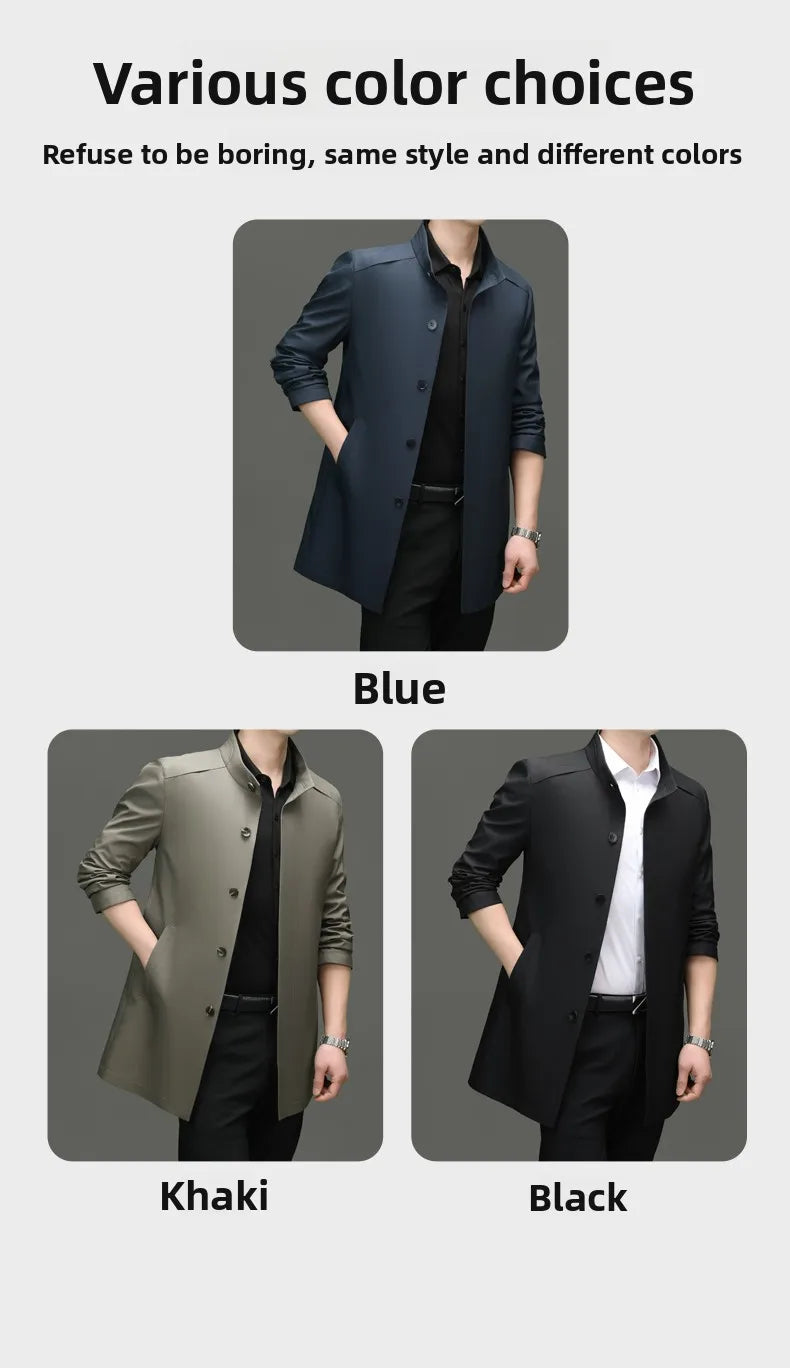 High End Anti Wrinkle New Brand Business Casual Fashion Slim Fit Trench Coats Spring Autumn Overcoat Long Jacket Outercoat
