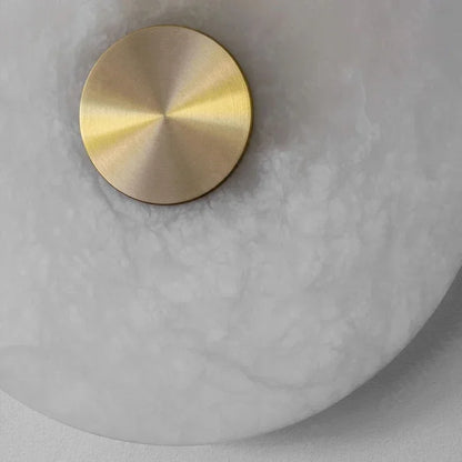 Spanish Marble LED Round Wall Sconce – Brass Bedroom & Living Room Light.