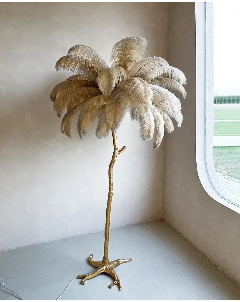 Nordic Feather Floor Lamp Luxury LED Standing Light for Internet Celebrity Ostrich Ins Live Broadcast Room Bedroom Home Decor