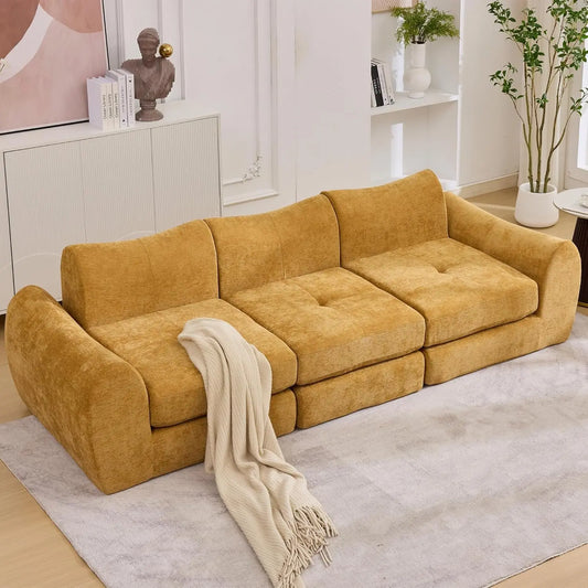 101.6" Modular Sectional Cloud Sofa – 4-in-1 Folding Convertible Sofa Bed, Modular Cushion Couch.