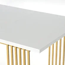 Modern White Executive Desk with Gold Metal Legs – Large Home Office Table.