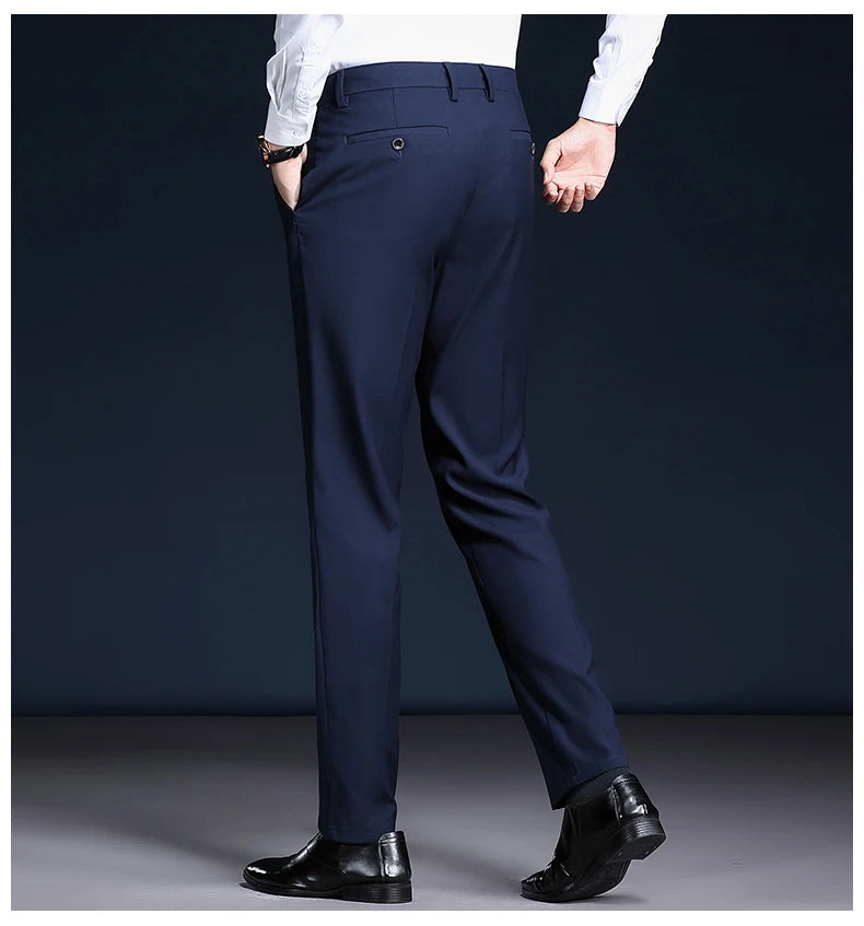 Top Grade Wrinkle Free New Brand Fashion Suit Pant Business Office Trousers For Men Dress Pants Straight Trousers Men's Clothing