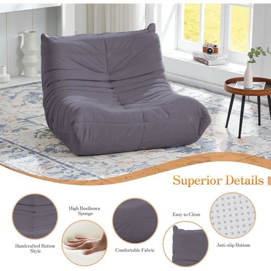 Ergonomic Faux Leather Bean Bag Chair with Back Support – Waterproof, Memory Foam, Adult & Gaming Seat.