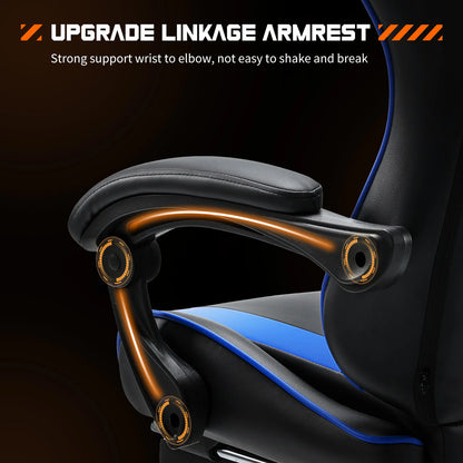 JHK Ergonomic Racing Gaming Chair PU Leather with Adjustable Headrest & Lumbar Support.