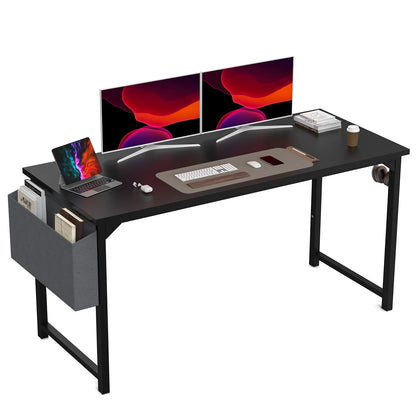 Modern Compact Computer Desk with Side Bag & Headphone Hook – Easy Assembly.