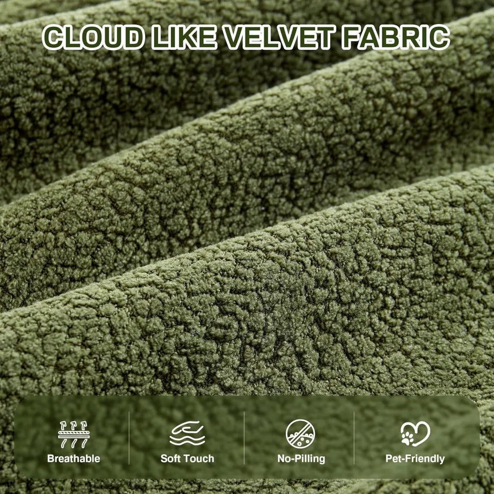 Chaise Lounge Chair Indoor, 67" Oversized Comfy Plush Fur Sleeper Sofa Bed, Boneless Upholstered Recliner Bed with Pillows