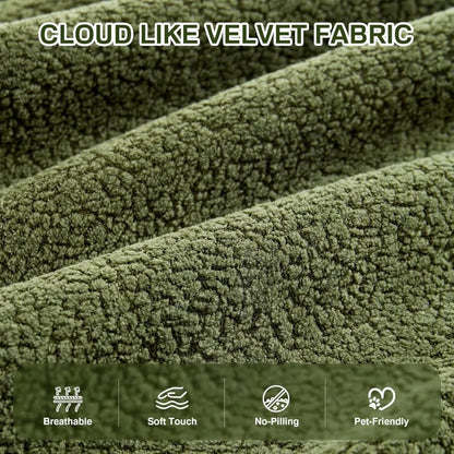 Chaise Lounge Chair Indoor, 67" Oversized Comfy Plush Fur Sleeper Sofa Bed, Boneless Upholstered Recliner Bed with Pillows