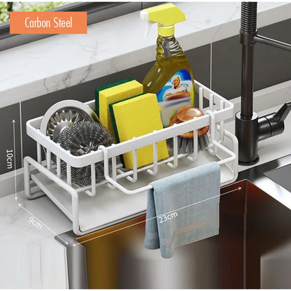 Kitchen Sink Drain Rack Organizer Abs Plastic Self-draining Sink Shelf Soap Sponge Holder Dishcloth Towel Rack Filter Basket