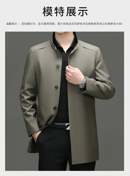 High End Anti Wrinkle New Brand Business Casual Fashion Slim Fit Trench Coats Spring Autumn Overcoat Long Jacket Outercoat
