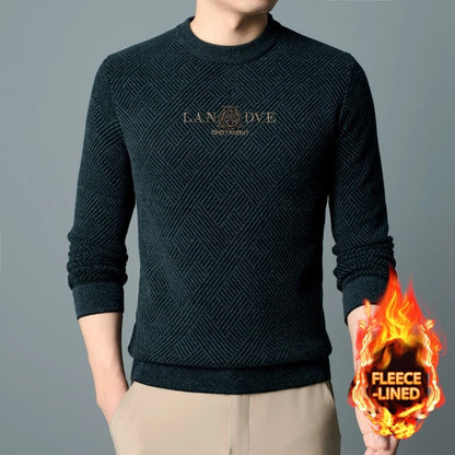 Top Quality Thick Fleece-Lined Warm Men Fashion Brand Autum Winter Knit Pullover Designer Sweater Korean Woolen Casual Jumper