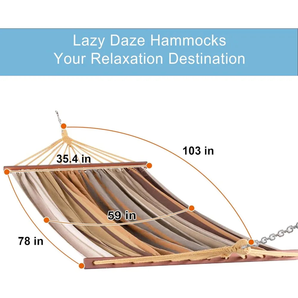 Cotton Hammock with 10.5ft Wood Arc Stand – Indoor &amp; Outdoor Relaxation Combo.