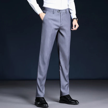 Top Grade Wrinkle Free New Brand Fashion Suit Pant Business Office Trousers For Men Dress Pants Straight Trousers Men's Clothing