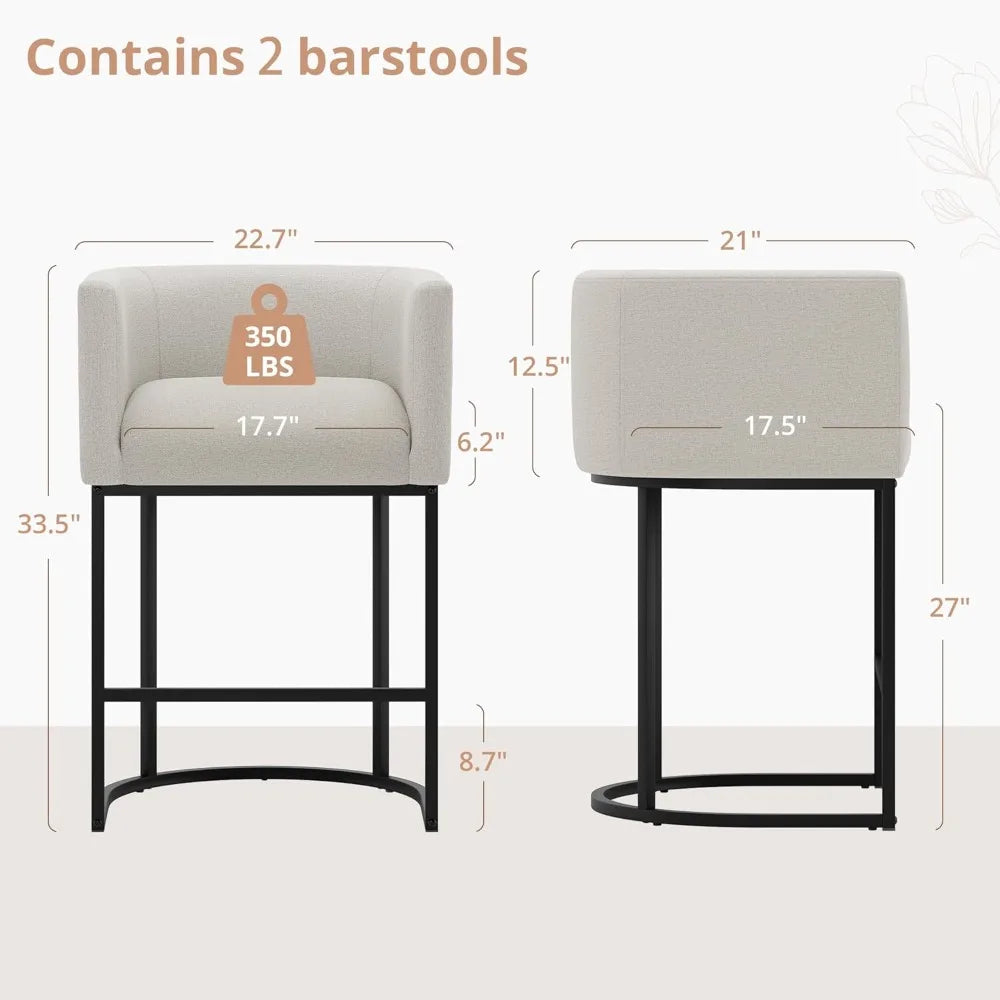 Counter Height Bar Stool Set of 2, 26" H.