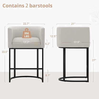 Counter Height Bar Stool Set of 2, 26" H.