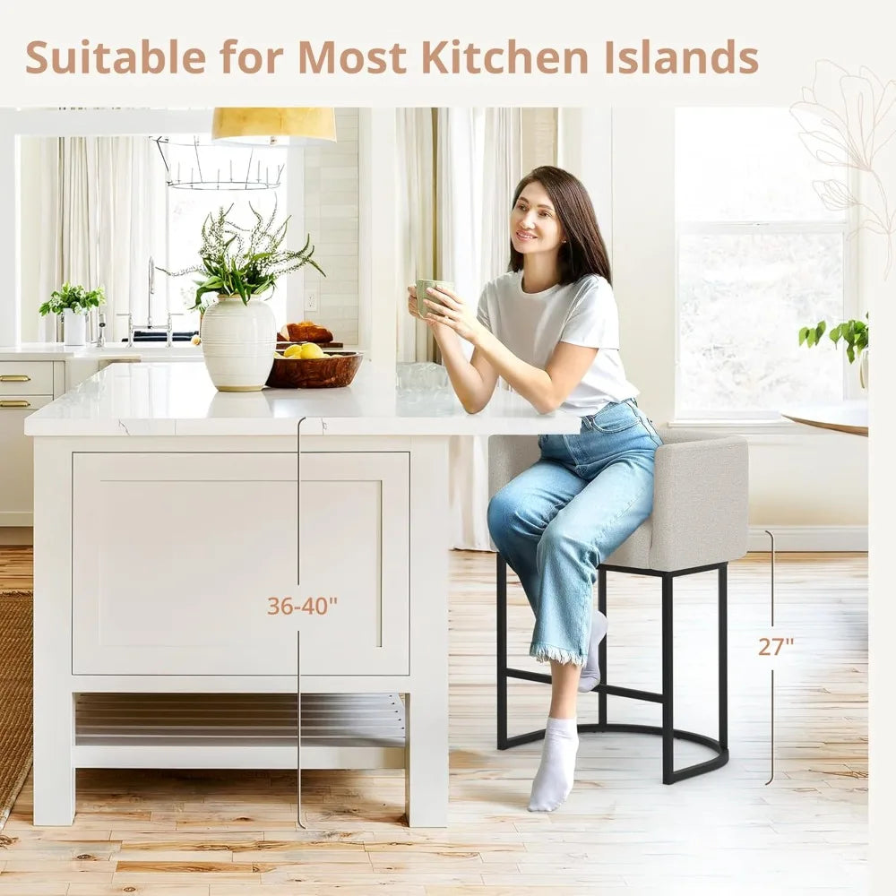 Counter Height Bar Stool Set of 2, 26" H.