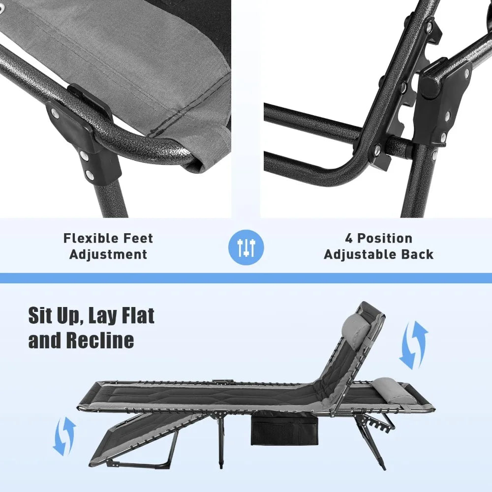 Folding Chaise Lounge Outdoor Portable Chair.